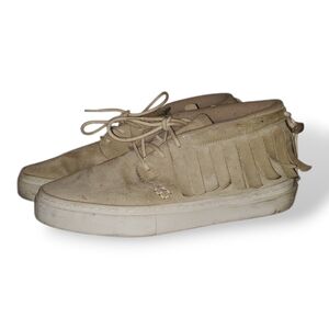 Men's Suede Fringe Slip-On Loafer in Beige
